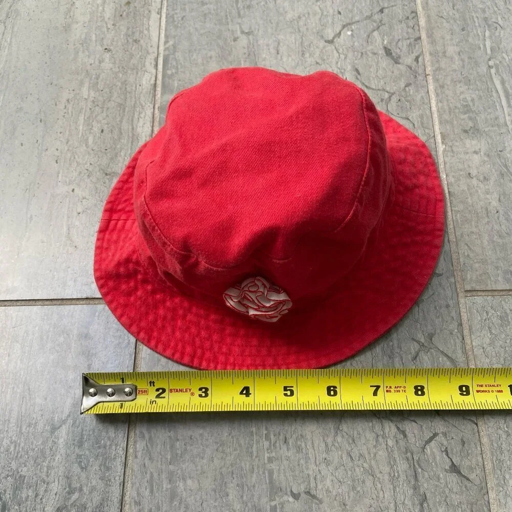 Baby Gap Cotton Bucket Sun Hat with Rose Detail – Red/Pink, Size 12–18 Months